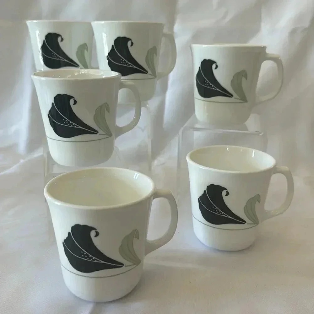 Vintage Corelle Black Orchid Cups Mugs - Set of 6 - Picture 1 of 5